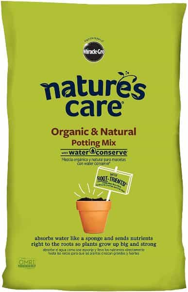 A bag of nature's care organic potting soil